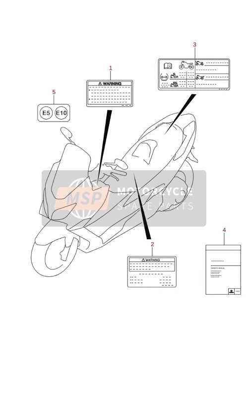 Suzuki AN400A BURGMAN 2020 ETIKETT (UK) für ein 2020 Suzuki AN400A BURGMAN